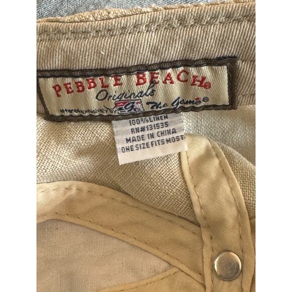 Pebble Beach by the Game PGA 1919 Hat / Cap LinenOpen Adjustable Strapback Beige - Picture 5 of 5